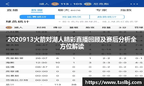 2020913火箭对湖人精彩直播回顾及赛后分析全方位解读